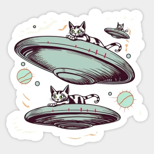 Ufo cats. Space Alien Cats Sticker